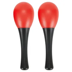 Set of Two Bright Plastic Maracas Shaker Toys - Perfect for School Percussion and Sensory Activities (Red)