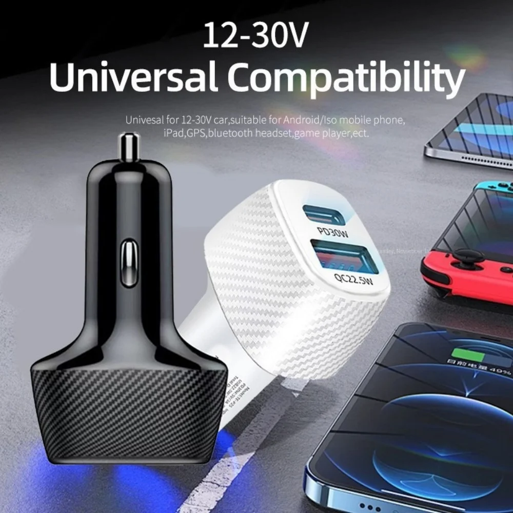 USB Car Charger Fast Charging PD Mobile Phone Charger For iPhone Samsung AFC Xiaomi Huawei SCP OPPO VOOC QC3.0 Car Quick