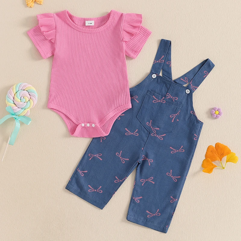 Summer Hot Selling Baby Girls Short Sleeves Square Neck Rabbits/Polka Dots Print bodysuit