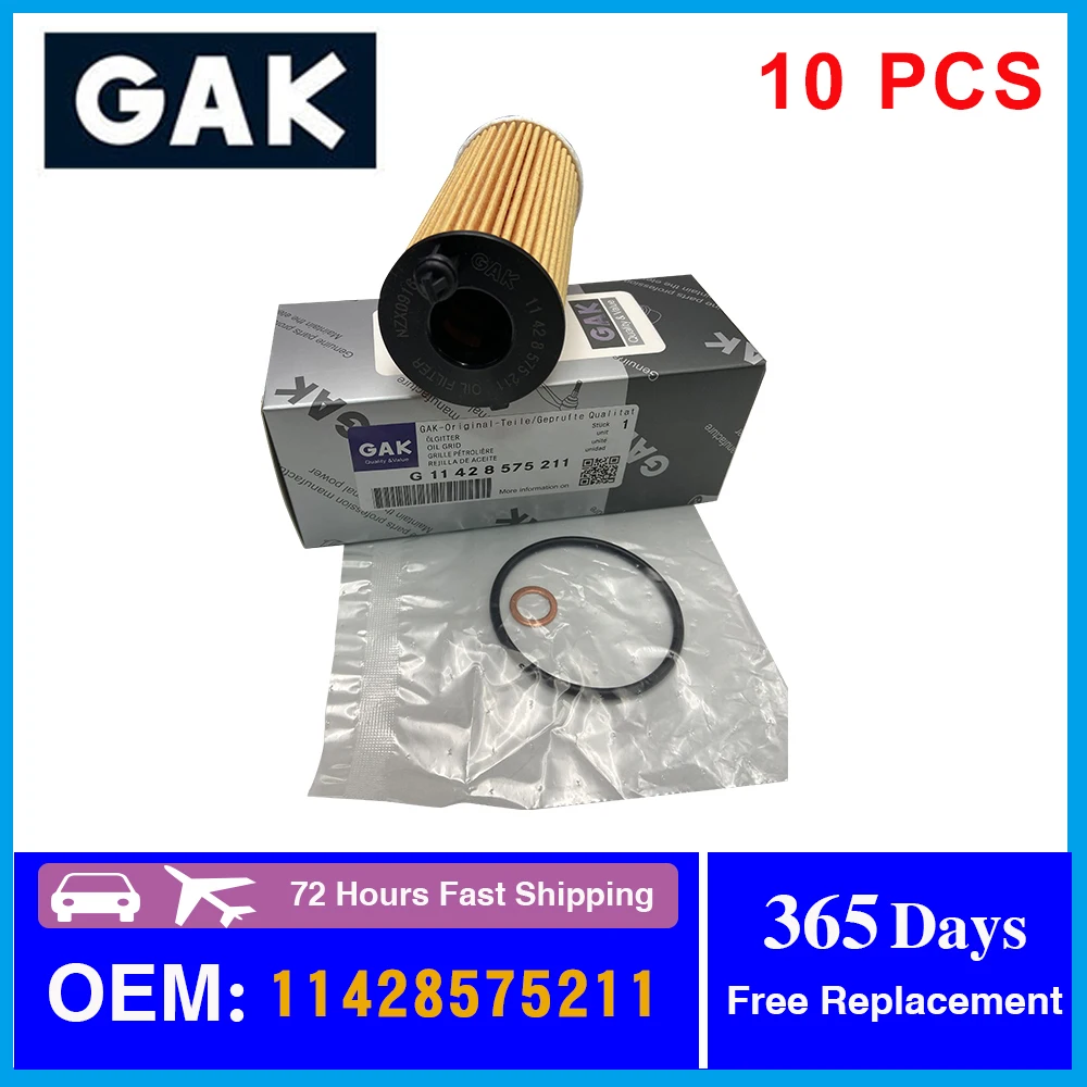 

GAK 10PCS 11428575211 Set Engine Oil Filter Kit for F25 F26 F30 5' F10 1' F20 2' F22 X3 X4 X5 X6 Replacement of Accessories