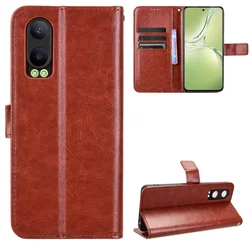Leather Flip Wallet Case with Card Slots and Stand - Protective Cover for Nord CE 4 Lite (Brown)