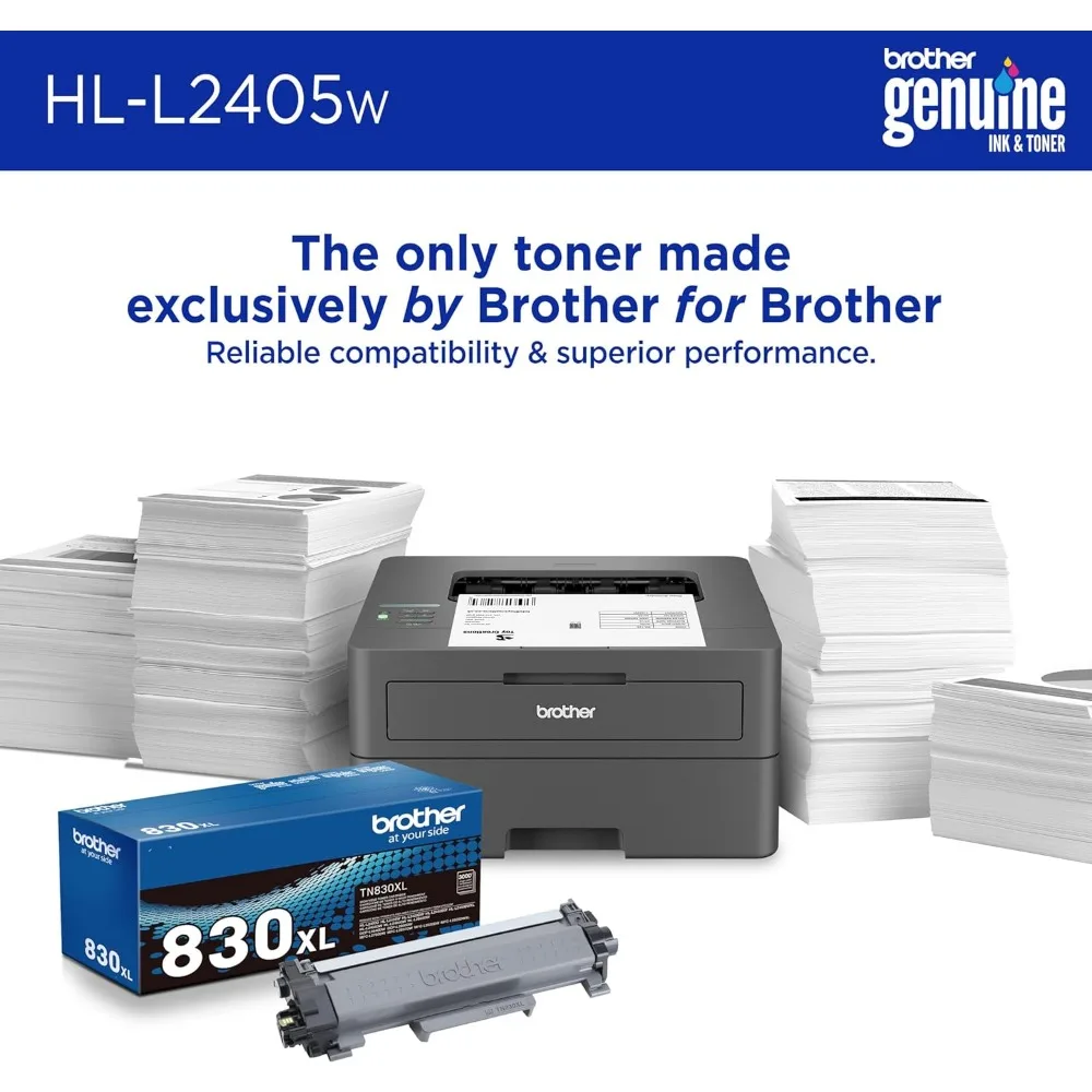 HL-L2405W Wireless Compact Monochrome Laser Printer with Mobile Printing Black & White Output includes Refresh Subscription
