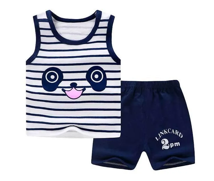 Brand Summer Clothing Toddler Outfit Baby Boy Clothes Set Sleeveless Vest+shorts 1 2 3 4years Old Kids 2pcs/set Girls Vest Sets small baby clothing set	