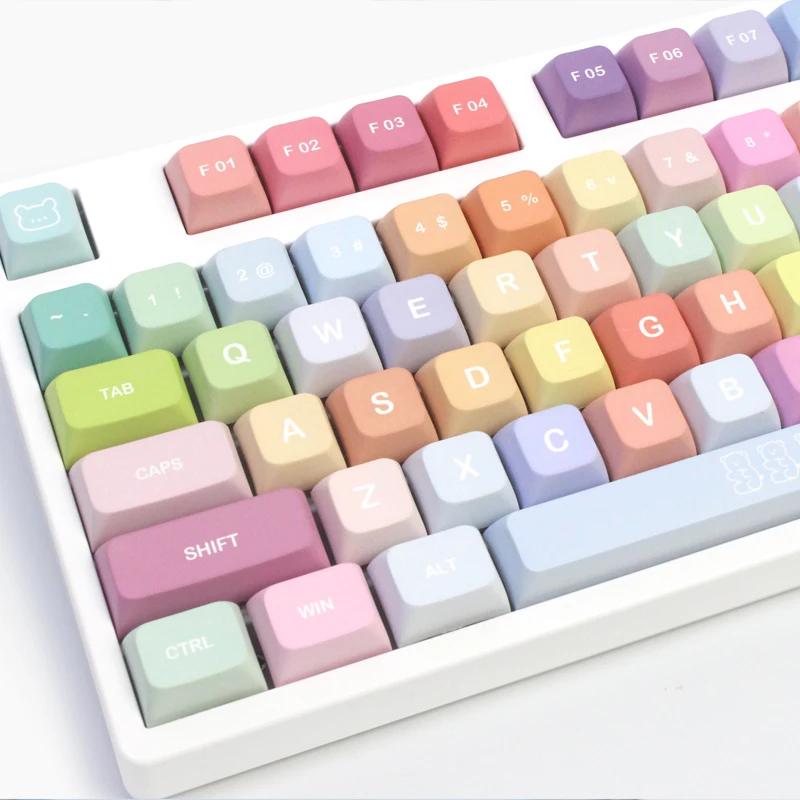 

133 Key Gummy Bears XDA Profile Keycaps Dye Sublimation Pink White PBT Keycaps for MX Switch GK61 IK75 GK64 Mechanical Keyboard