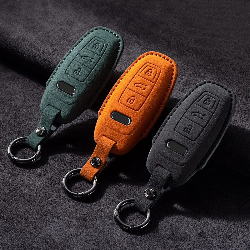 Car Remote Key Case Cover for Audi A3 A4 B9 A6 A7 4K A8 E-tron Q5 Q8 C8 D5 SQ8 Suede Car Key Fob Shell Keychain Protection Bag key case,key case cover,car key shell,remote control case cover