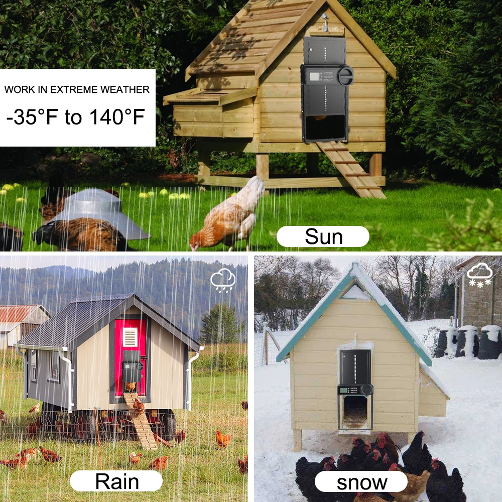 Chicken Coop Door, Chicken Coop Door Opener | Safety Gate Retractable Door Small Pet Supplies LCD Display Controlled Open Anti-Pinch Function Automatic Chicken Coop Door
