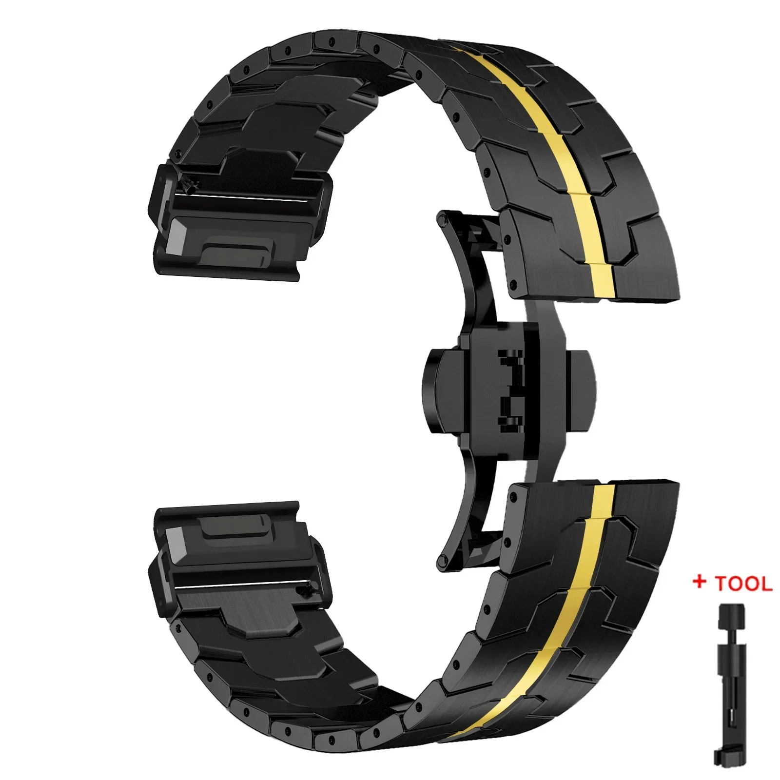 Premium Titanium Color Stainless Steel QuickFit Metal Watch Strap Replacement