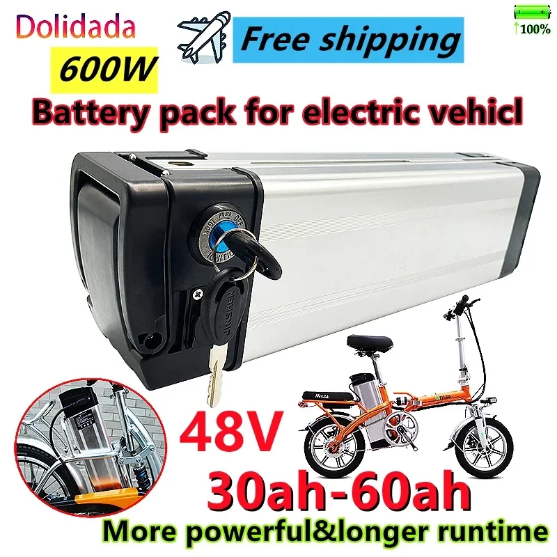 

Portable48V E-bike Battery Pack, 600W High Power Lithium Battery Aluminum Shell Suitable for Long Lasting Life of E-bike Series
