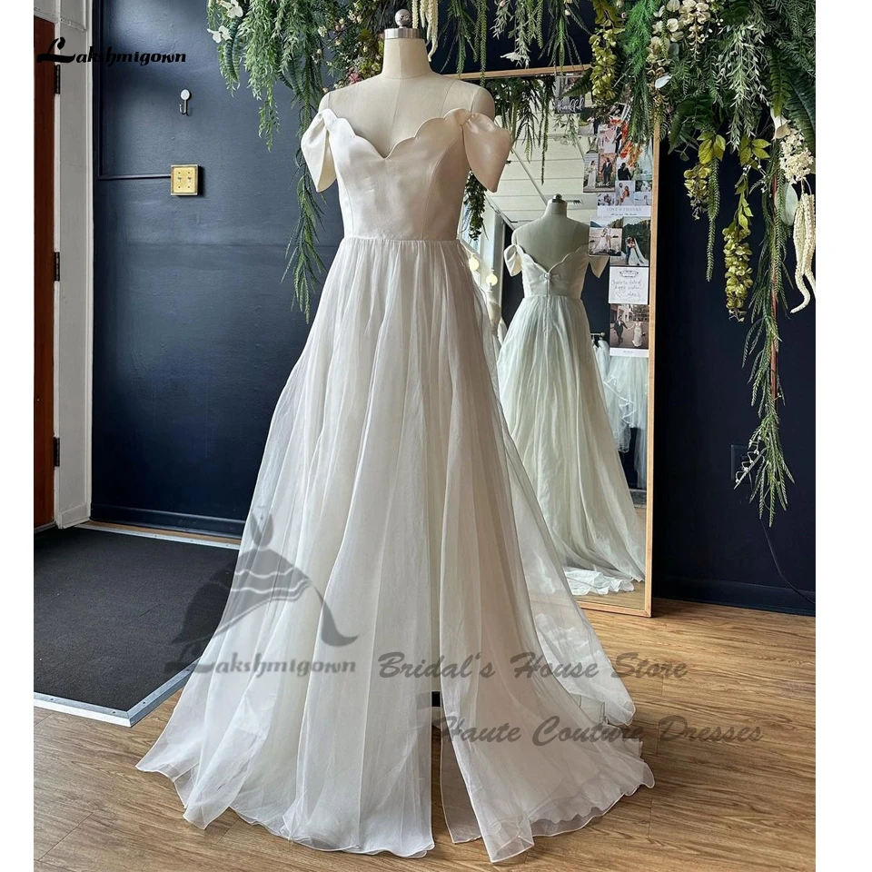 

Lakshmigown элегантные женские трапециевидные Свадебные платья с открытыми плечами 2024 платья простые пляжные свадебные платья с вырезом сердечком