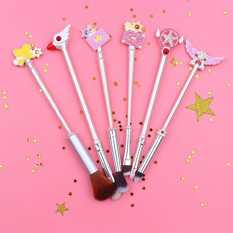 Description Picture 6 of item6pcs Anime Card Captor Sakura Makeup Brush Set Metal Handle Soft Fluffy Cosmetics Powder Brush Pink Eyeshadow Eyebrow Brush