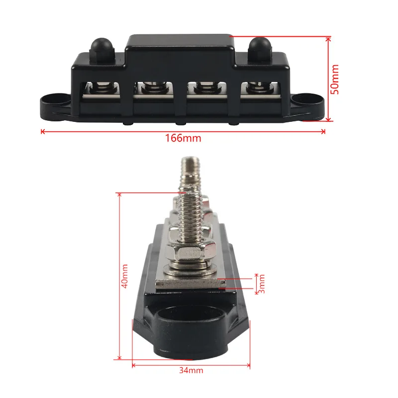 

Power Distribution Block 12V Bus Bar 150A Stud Marine Bus Bar Terminal Block 12 Volt DC Battery Busbar with Cover