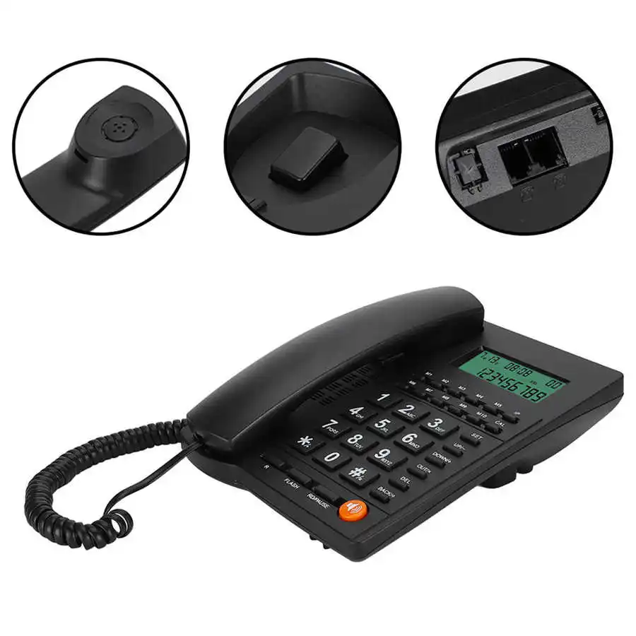 Caller ID Telephone Wired Phone Multifunction Landline Phone with 10 Sets Shortcuts Key for Office Home Hotel