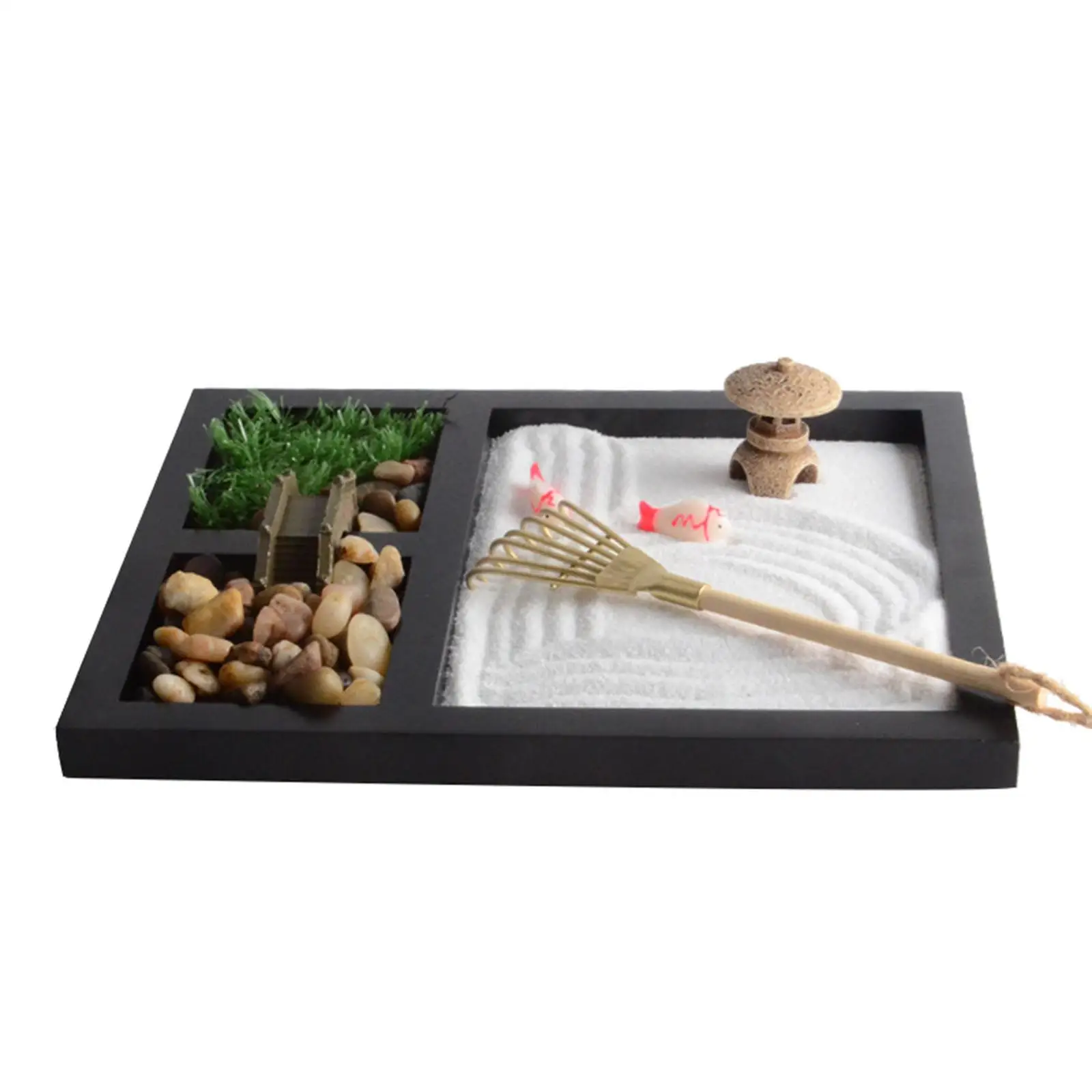 Zen Garden Kit Relaxation Mirco Landscape with Incense Holder for Desktop