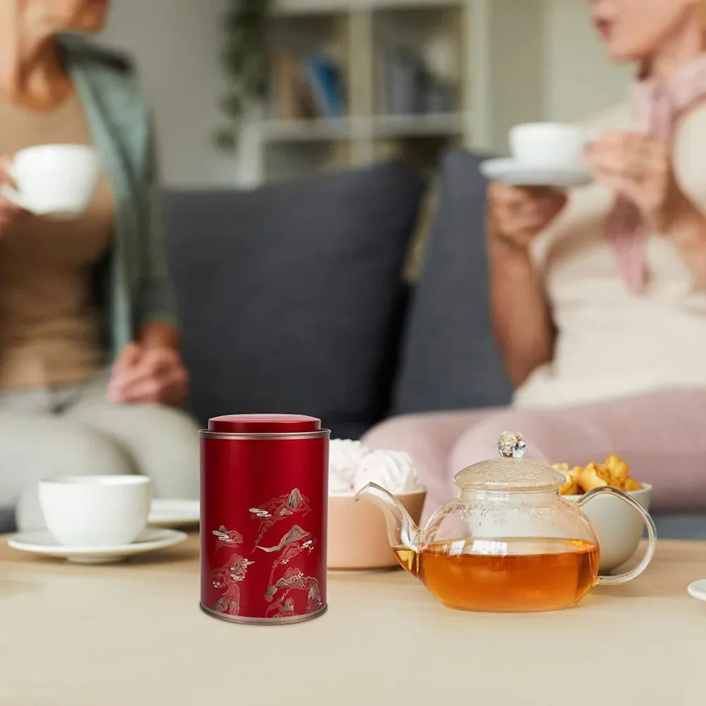 Tea Tinplate Canister Metal Tea Jar with Airtight Lid Chinese Fu Pattern for Loose Leaf Coffee Bean Nut Sugar Cereal Pantry tea tin box tea canister airtight container