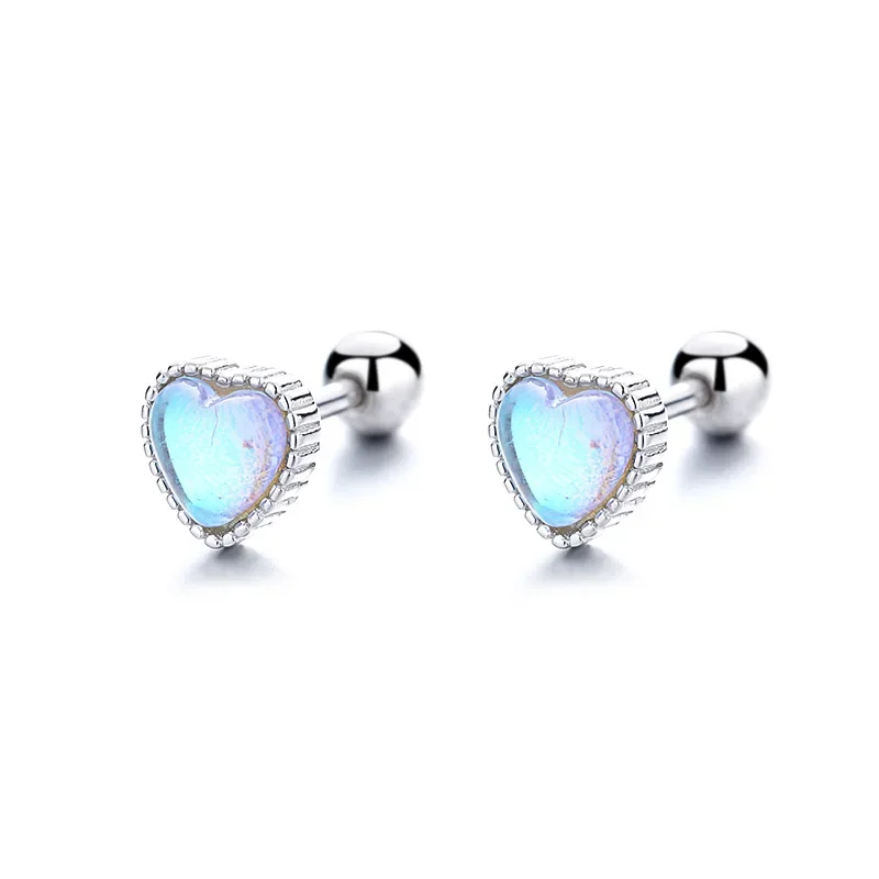 

925 Sterling Silver Cute Colorful Heart Thread Stud Earrings For Women Kids Studant Wedding Party Jewelry Gift Female Pendientes