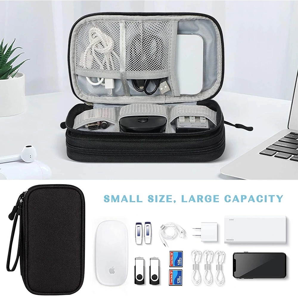 

Travel Organizer Bag Cable Storage Organizers Pouch Carry Case Portable Waterproof Double Layers Storage Bags For Cable Cord