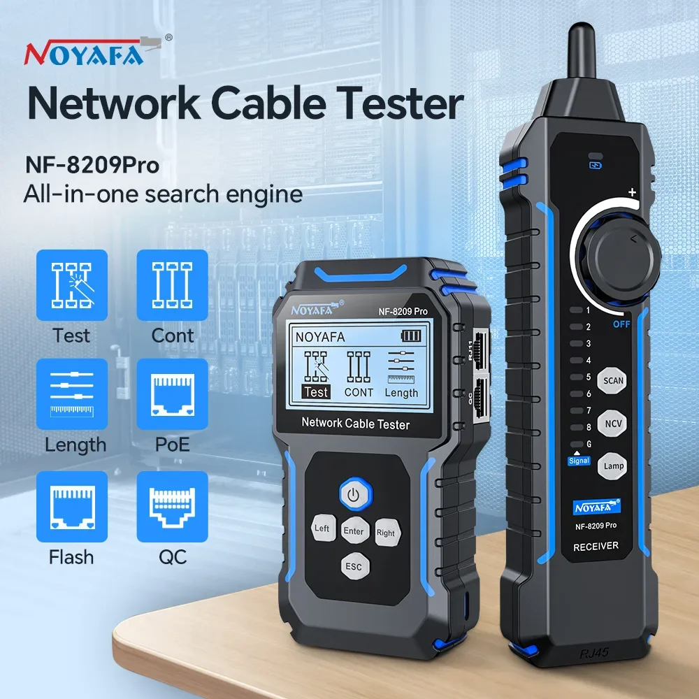 NOYAFA NF-8209Pro Network cable locator length measurement PoE tester break short circuit cross detector rj45 Connector tester