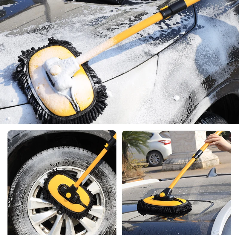 

Auto Car Cleaning Brush Car Wash Brush Mop Telescoping Long Handle Cleaning Mop Chenille Broom Car Cleaning Tool Accessories