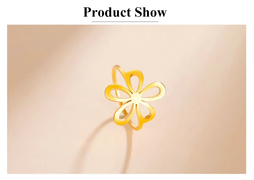 Cazador Kpop Daisy Flower Ringe für Frauen, Edelstahl, goldfarben, Fingerringe, Hochzeitsschmuck, Geschenk, Großhandel, trendig – Detail 7