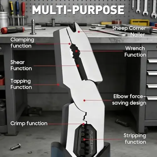 Heavy Duty Industrial Wire Cutting Pliers Multi-Function 9 in 1 Compound Lever Design Ergonomic Grip Home Repair - Image 2