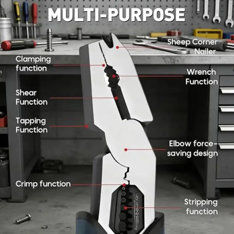 Heavy Duty Industrial Wire Cutting Pliers Multi-Function 9 in 1 Compound Lever Design Ergonomic Grip Home Repair - Image 2