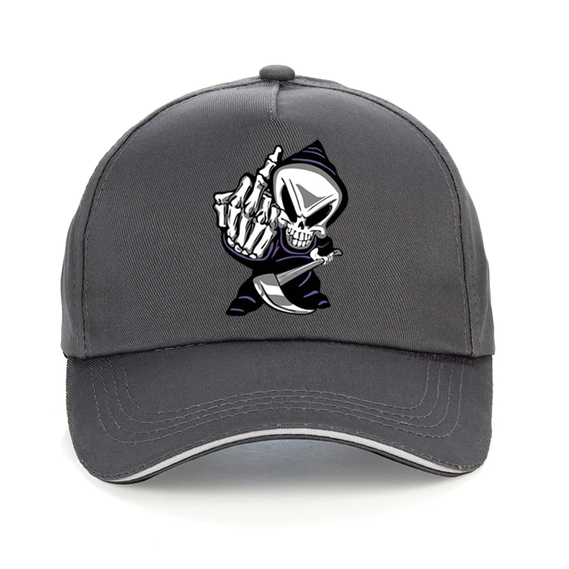 Summer Skull Middle Finger harajuku Print Baseball Cap ladies Summer visor hat Casual Streetwear Reaper middle finger Dad hats 2