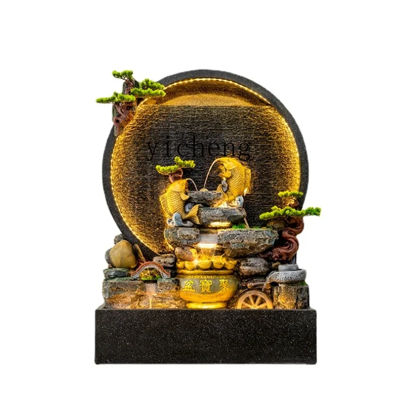 

ZC Water Curtain Wall Water Screen Landscape Garden Hotel Office Fake Landscape Landscape Lucky Cornucopia Floor Ornaments