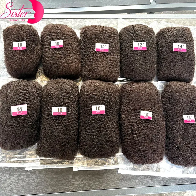 10-18 pouces 4C Afro crépus en vrac Extensions de cheveux humains sans trame 30 ou 50 g/paquet brésilien Remy en vrac pour Locs Micro torsion tressage cheveux 1