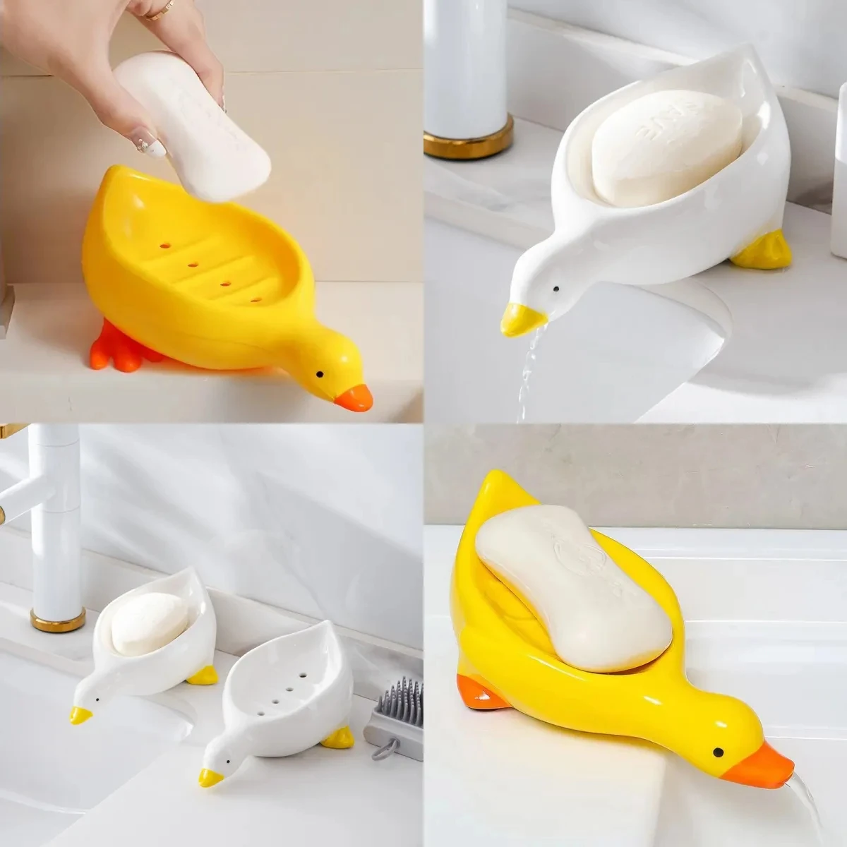 

1PC Yellow Duck Shape Soap Dish Cartoon Soap Box Drainable Soap Holder Soap Container Soap Dish for Tray Bathroom Accessories