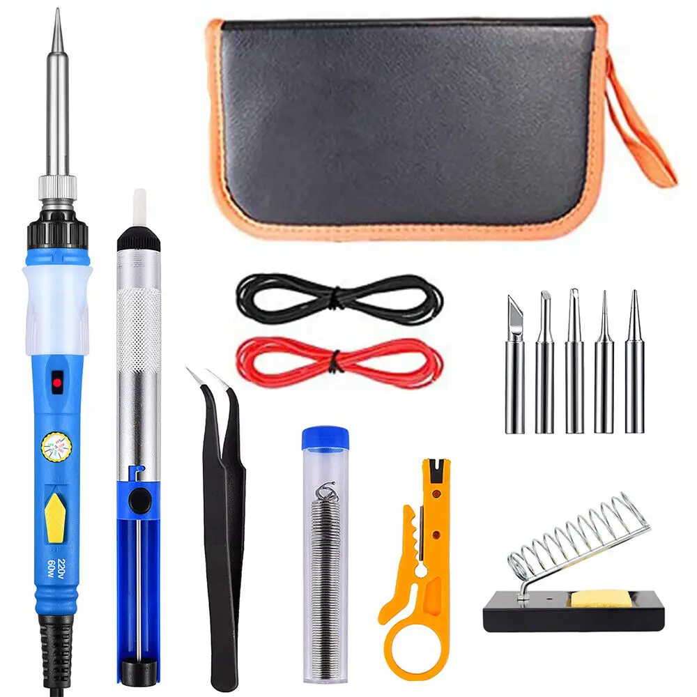 60W Soldering Iron Kit Electric Welding Tools Solder Wire Tweezers Desoldering