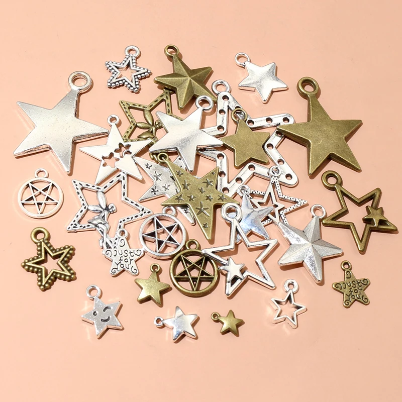 10-50 Stück Legierung Metall Stern Charms Anhänger für Halskette Armband Ohrringe DIY Schmuck Herstellung Zubehör Ergebnisse Handwerk