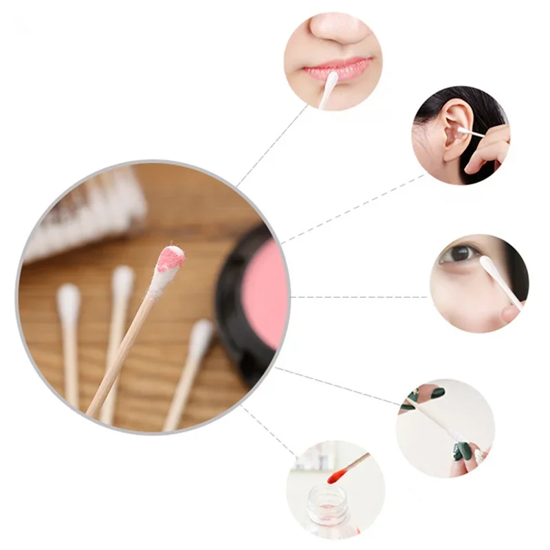 100pcs/bag Baby Cotton Swabs Disposable Wood Swabs Cotton Bud Rod for Baby Health Care Girls Makeup Random Package cotton swabs