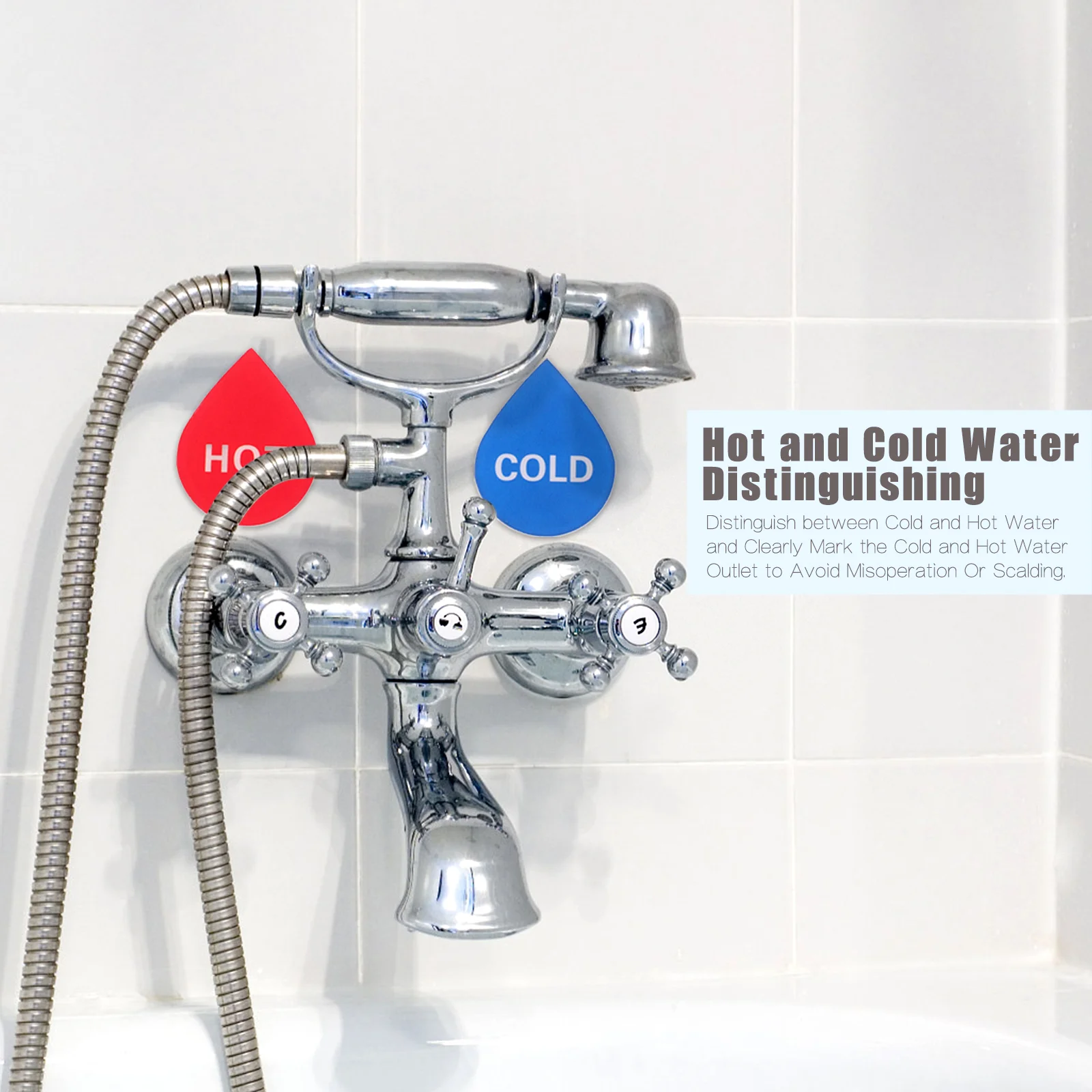 6 Pairs Acrylic Cold Hot Water Heater Label Square Sticker Signs Faucet Indicator Traffic Signal Roadway Safety