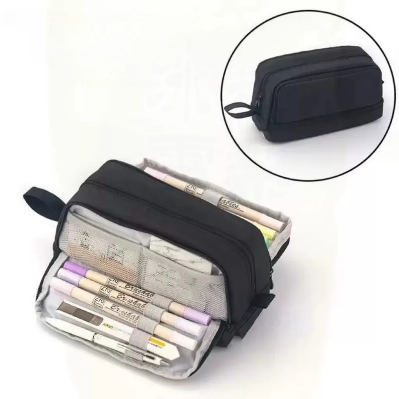Large Capacity Stationery Case Durable Oxford Cloth Pencil Case Portable Organizer for Office and University Supplies
