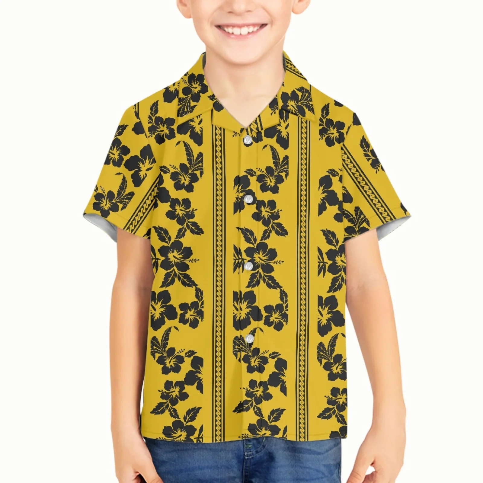 

Boy Kid Polynesian Tribal Hawaiian Totem Tattoo Hawaii Prints New Spring Baby Shirt 3-16 Years Teenagers Summer Clothes Children
