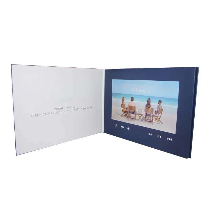 맞춤형 LCD 비디오 소책자, 흰색 판지 브로셔, LCD 화면 비디오 플레이어 포함, 10 인치