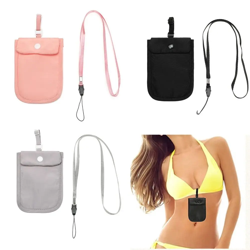 RFID-Blocking Hidden Bra Wallet Protect Your Passport with Adjustable Elastic Strap Money Pouch Invisible Ultra-thin