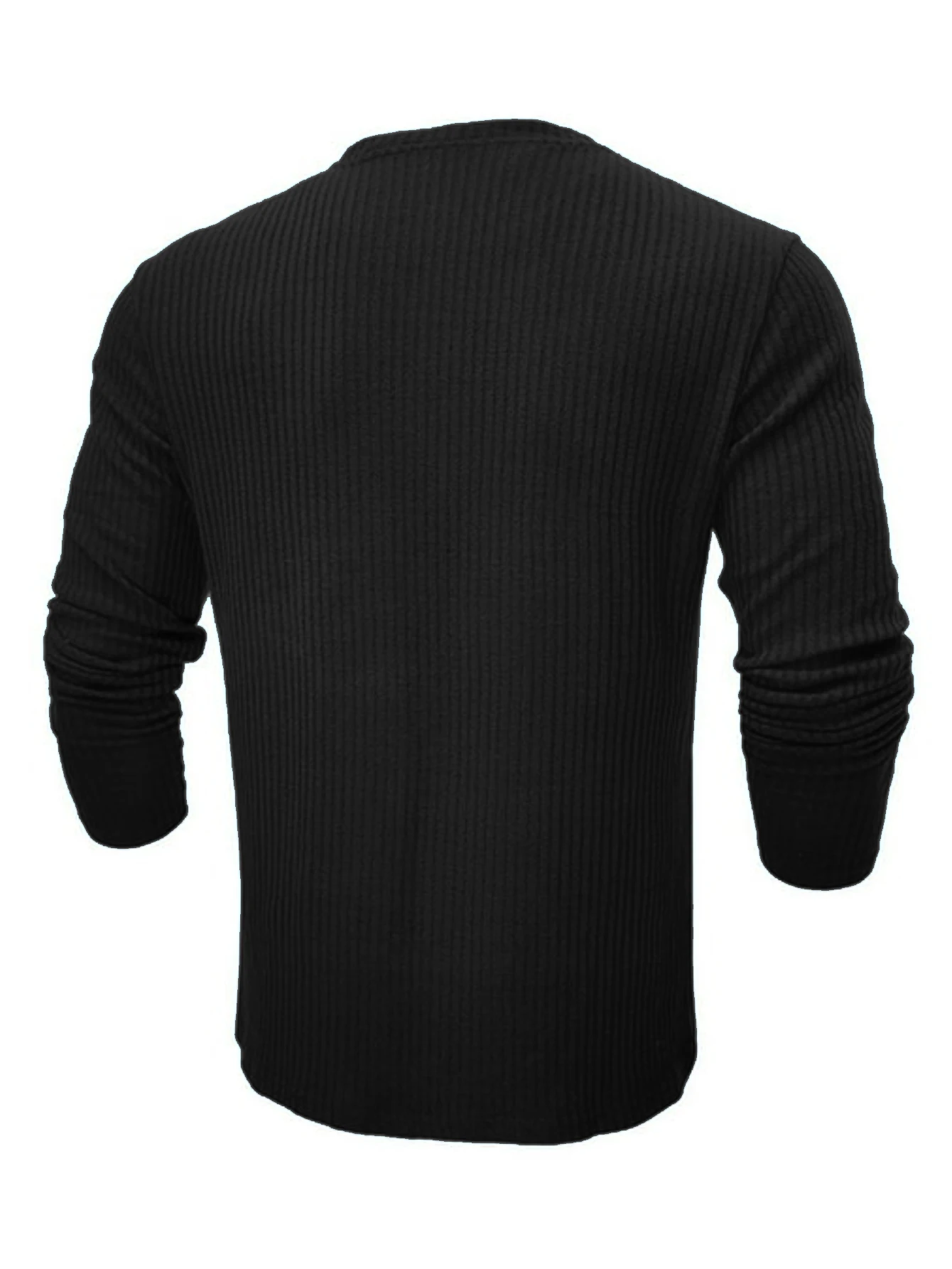 Herren Rundhals Langarm Strick-T-Shirt Einfarbiger Pullover Lässige & Formelle Passform Perfekt für Tägliches Tragen – Detail 6
