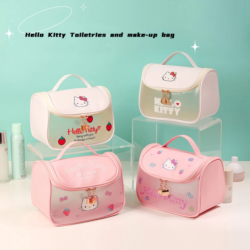 

Kawaii Hello Kitty Cosmetic Storage Bag Cartoon Large Capacity Storage Toiletry Bag Transparent Packaging Storage Bag