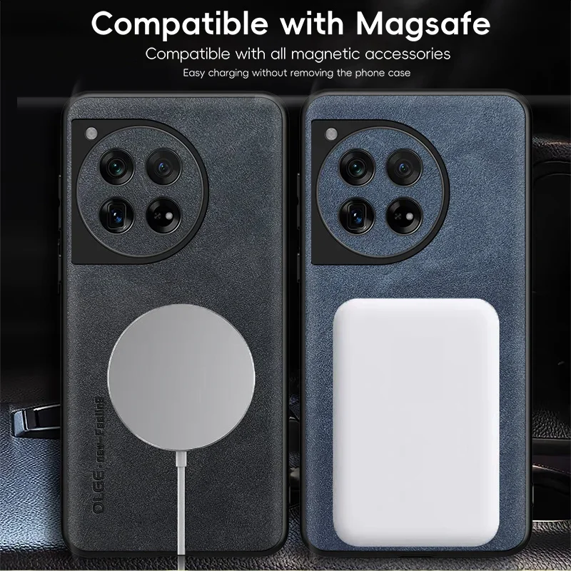 Magnetic Retro Leather Soft Phone Case with Wireless Charging Capability