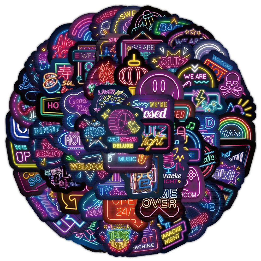 

10/30/50/100PCS Neon Cartoon Cool Graffiti Stickers Decals Waterproof DIY Motorcycle Phone Case Laptop Kids DIY Sticker Toy Gift