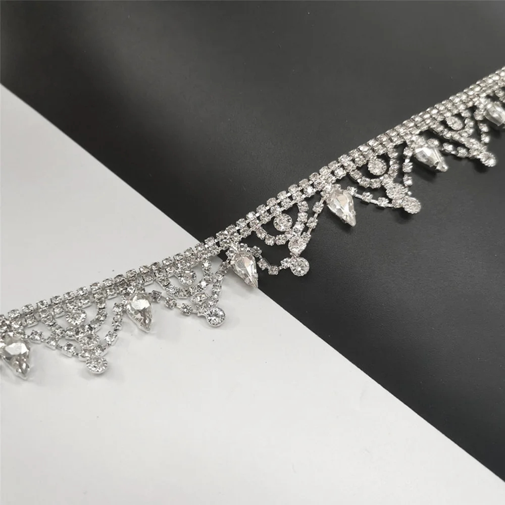 Rhinestone Crystal Chain Bling Diamante Lace Diamond Belt Trim Ribbon