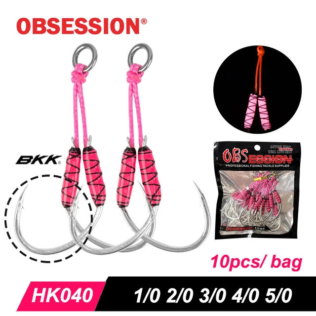 OBSESSION 10Pairs/Lot BKK High Carbon Metal Jigging Assist Hooks UV  Luminous PE Line Pike Jig Lure Saltwater Fishing Hook Pesca - AliExpress