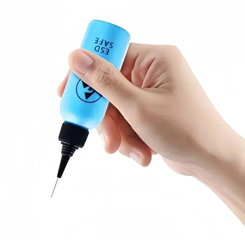 60ml Plastic Liquid Alcohol Bottle Rosin Solvent Anti-static Adhesive Bottle with Dispensing Needle for Glue DIY Repair Tool