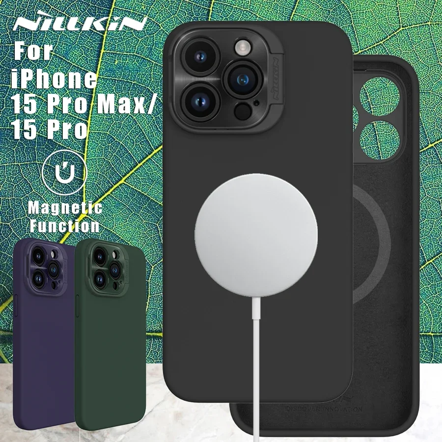 

Чехол для iPhone 15 Pro Max Magsafe NILLKIN LensWing, жидкий силиконовый Магнитный чехол для iPhone 15Pro/14 Pro Max с подставкой