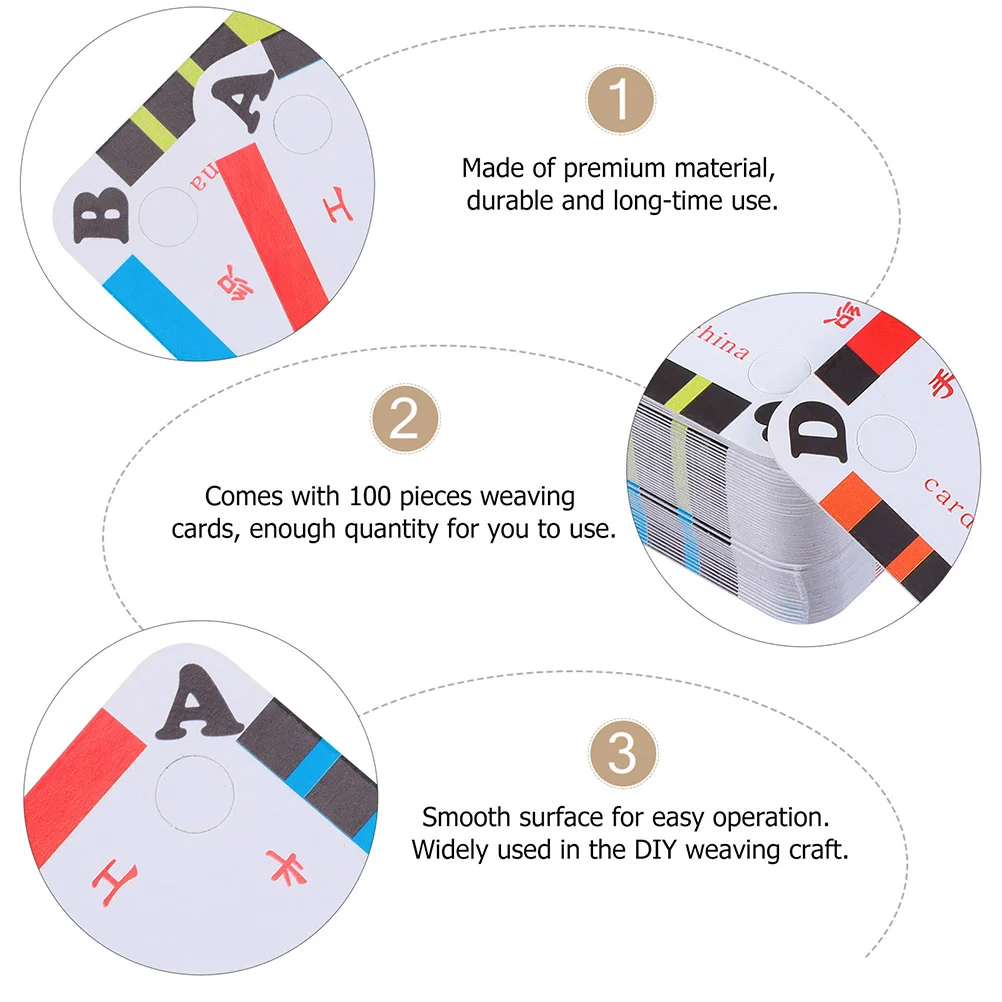 초보자용 태블릿 직조 카드, 골판지 직조, 손으로 짠 셔틀 조각, 4 홀 사각형 DIY