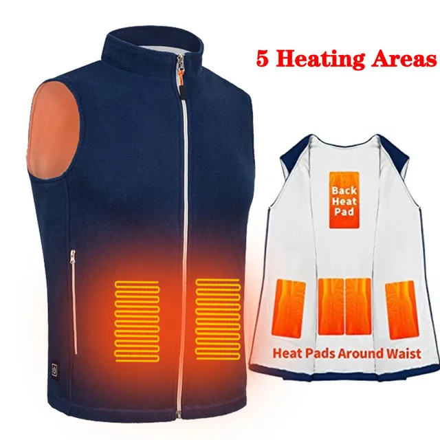 Men Jacket heated Winter womens Warm vest Electric Thermal Waistcoat Fish Hiking Outdoor camping Infrared USB Heated vest Jacket 5 Areas heated