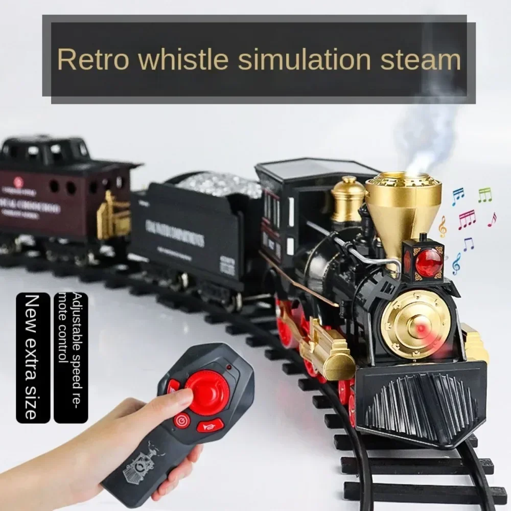 Train électrique Enfant à Vapeur Avec Fumée Magique - Jouet Télécommandé Avec Rails, Pour 3-12 Ans