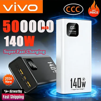 ViVO 500000mAh Power Bank 140W Caricabatteria portatile a ricarica super veloce PD 22,5W di grande capacità per iPhone Samsung Huawei