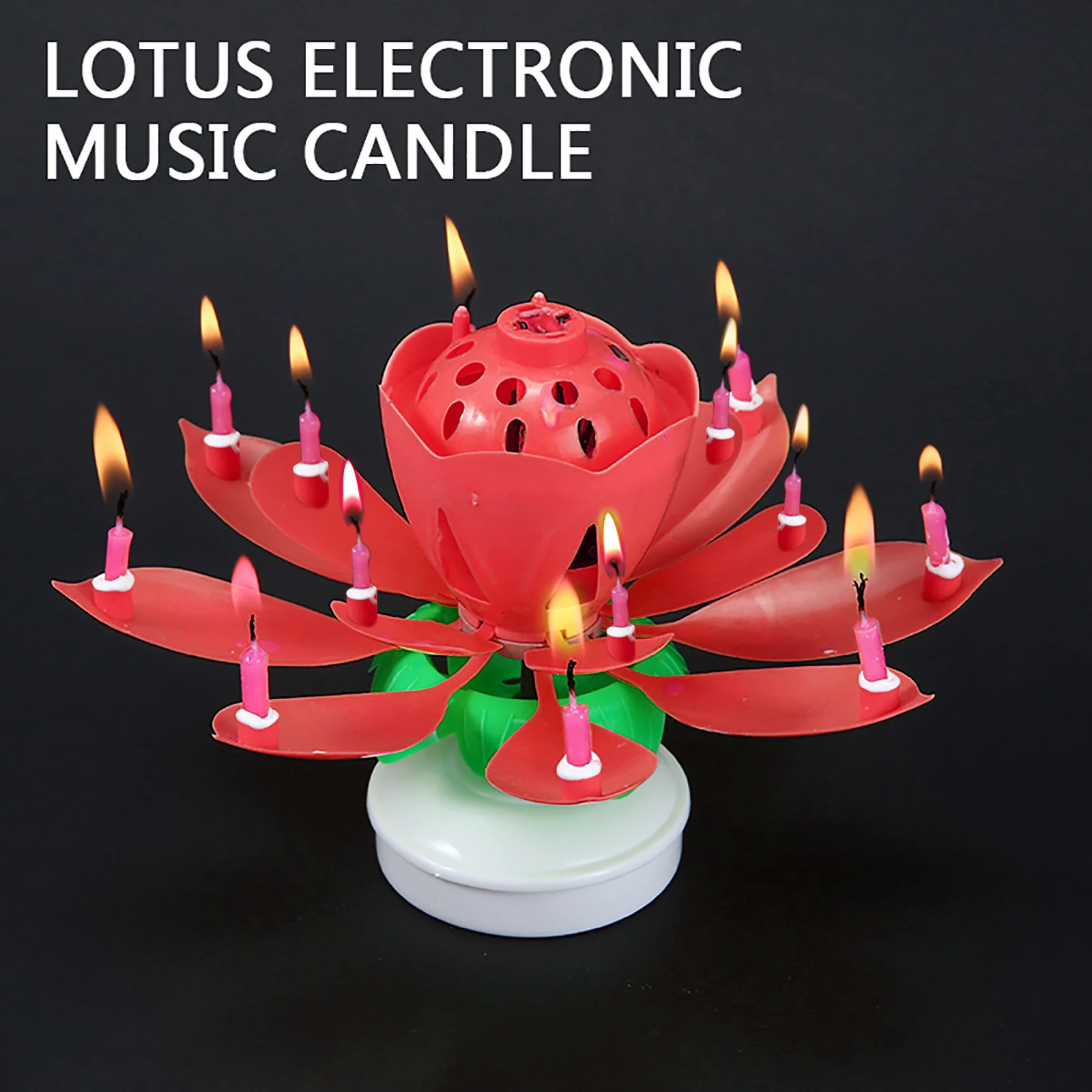 Exquisite Lotus Flower Shape Rotating Musical Candle Disposable Candles